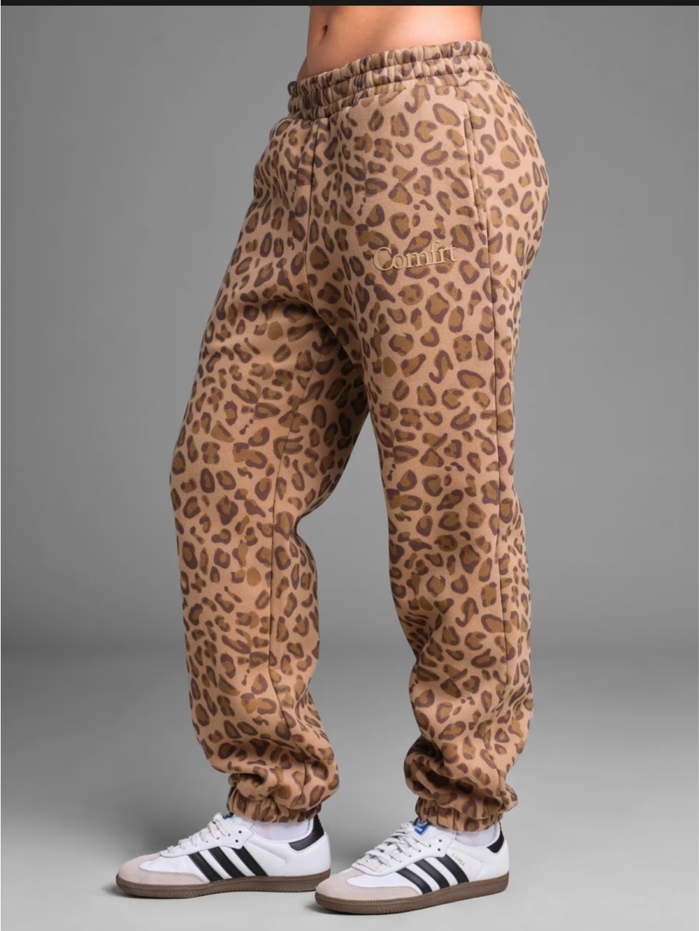 Comfrt minimalist sweatpants brown leopard print 3X